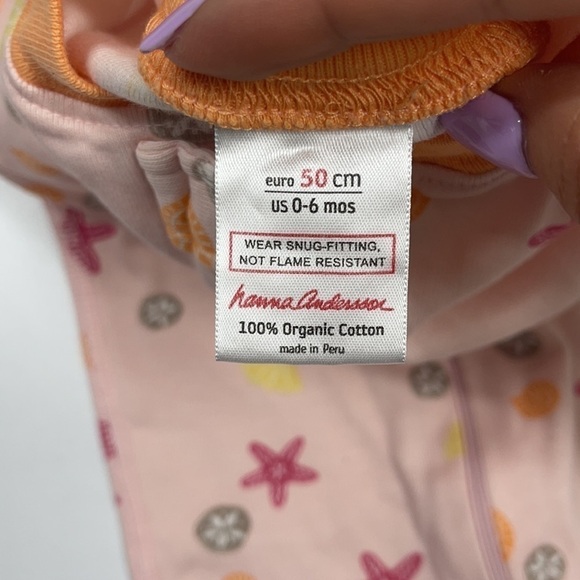 Hanna Andersson Zip One Piece Baby Outfit Sea Theme Shells Ocean 0-6mo - Picture 3 of 4